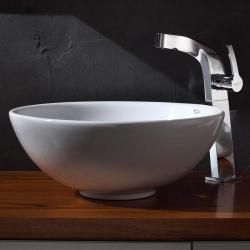 Kraus Bathroom Combo Set White Round Ceramic Sink/typhon Faucet
