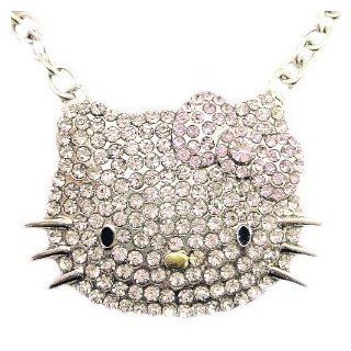 Huge Hello Kitty Crystal CZ Necklace with Pink Bow ships w/FREE gift box by Jersey Bling Jewelry