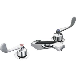 Kohler K 7443 5a cp Polished Chrome Triton Widespread Lavatory Faucet With Wristblade Lever Handles, Less Drain