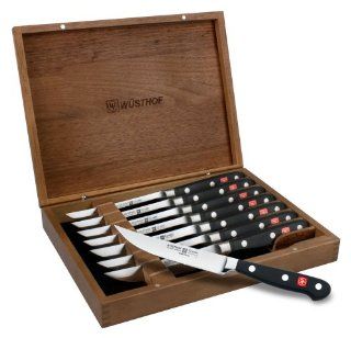 Wusthof Classic Serrated Steak Knife Set with Walnut Case (8 piece): Steak Knives: Kitchen & Dining