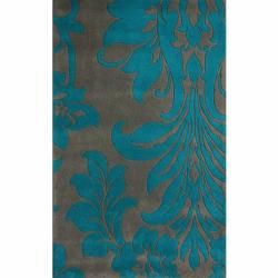 Nuloom Handmade Floral Grey Wool Rug (76 X 96)