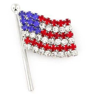 Rhinestone Crystal Patriotic USA American Flag Jewelry Brooch Pin 1 1/4'' Jewelry