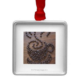 Coffe cup illustrated using coffee beans christmas tree ornaments