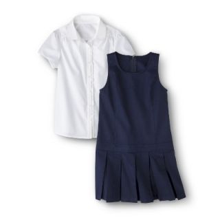 Cherokee Girls School Uniform Short Sleeve Blouse and Jumper Set   Navy 7