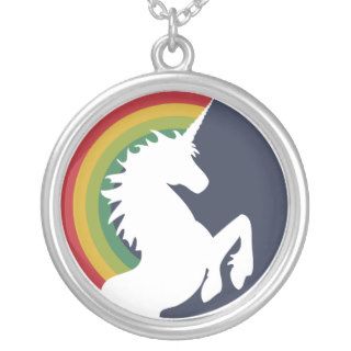 80's Retro Unicorn and Rainbow Necklace
