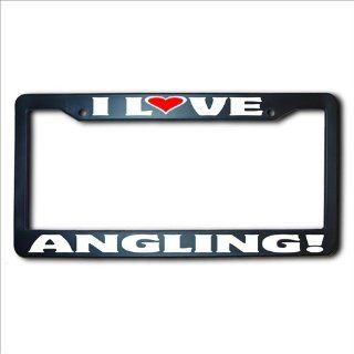 ANGLING I Love REFLECTIVE License Plate Frame USA: Automotive