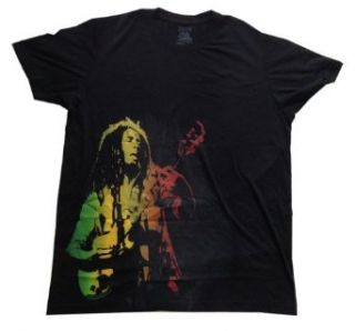 BOB MARLEY   Rasta Guitar   Black Vintage T shirt   size Large: Clothing