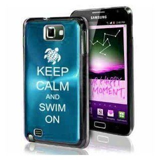 Samsung Galaxy Note i9220 i717 N7000 Light Blue F484 Aluminum Plated Hard Case Keep Calm and Swim On Sea Turtle: Cell Phones & Accessories