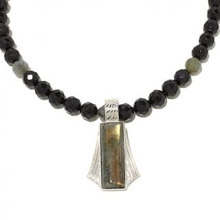 Jay King Labradorite Sterling Silver Pendant with 18" Beaded Necklace
