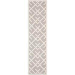 Contemporary Moroccan Dhurrie Gray/ Ivory Wool Rug (26 X 10)