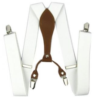 Enwis mens Suspenders Braces Polyester Elastic Adjustable Clip on Solid White at  Mens Clothing store: Apparel Suspenders