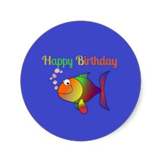 Happy Birthday   Cute and Colorful Cartoon Fish Sticker