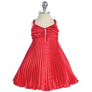 Baby Girls Red Satin Pleated Flower Girl Easter Pageant Dress 24M: Chic Baby: Clothing