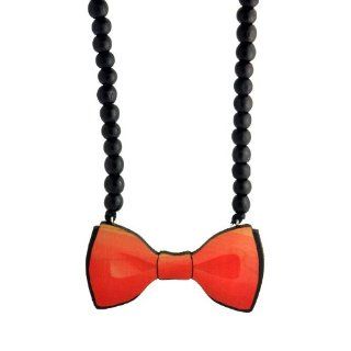 Swaggwood Wooden Bow Tie Pendant Beaded Necklace Made in the USA Jewelry