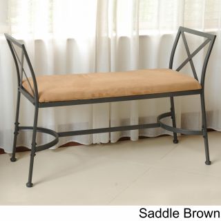 International Caravan Iron Foot of bed Bench With Microsuede Cushion
