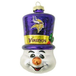 Minnesota Vikings Blown Glass Snowman Top Hat Christmas Tree Ornament : Decorative Hanging Ornaments : Sports & Outdoors