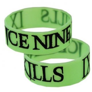 ICE NINE KILLS   IX Logo   Green Glow In The Dark Rubber Wristband: Clothing