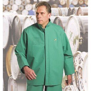Bata/Onguard 2X Green Chemtex 3.5 mil PVC On Nylon Polyester Chemical Protection Jacket With Storm Flap Over Front Zipper Closure And Hood Snaps: Protective Work Jackets: Industrial & Scientific