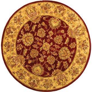 Handmade Heritage Kerman Red/ Gold Wool Rug (36 Round)