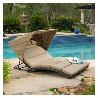Oceanview Double Chaise Lounge with Canopy By Mission Hills All weather Woven Resin Wicker with Sunbrella Fabric : Patio Lounge Chairs : Patio, Lawn & Garden