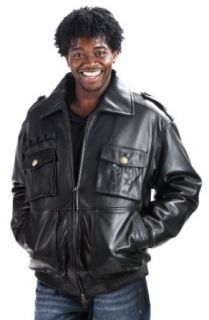 United Face Mens Black Leather Military Bomber Jacket, Black, Medium at  Mens Clothing store: Leather Outerwear Jackets