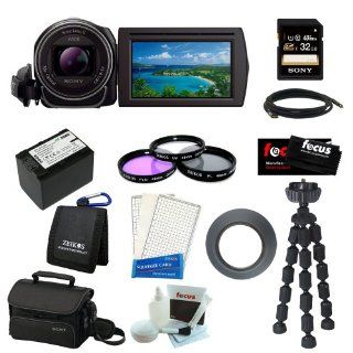 Sony HDR CX430V Full HD 32GB Flash Memory Camcorder Bundle with Sony 32GB Memory Card + Sony Soft Carrying Case + Vivitar 7" Tripod + Wasabi Power Replacement Battery for NP FV70 and Accessory Kit : Camera & Photo