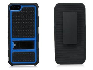 iSee Case (TM) Blue Hybrid Kickstand Belt Clip Holster Full Cover Case for AT&T Verizon iPhone 5 LTE in iSee Case retail Package(5 Heavy Duty Blue on Black Holster) Cell Phones & Accessories
