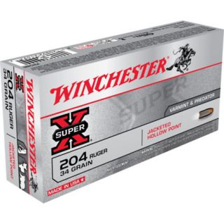 Winchester Super X Rifle Ammo .204 Ruger 34 Gr. JHP 412856