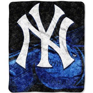 MLB New York Yankees 50 Inch by 60 Inch Sherpa on Sherpa Throw Blanket "Big Stick" Design : Sports Fan Throw Blankets : Sports & Outdoors