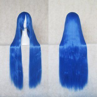 CosplayerWorld Long Cosplay Wig Anime Manga Games Cosplay Wig Cosplay 100cm 1 metre Blue Dark  Hair Replacement Wigs  Beauty