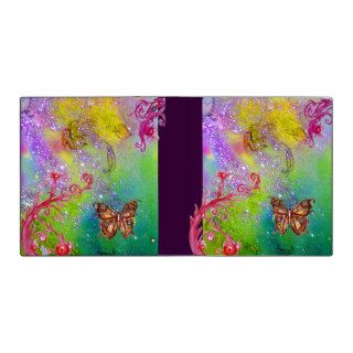 BUTTERFLY IN SPARKLES green pink purple violet 3 Ring Binder
