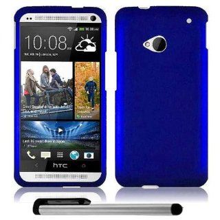 Blue HTC One (M7) Snap On Protector Hard Cover Case (AT&T, Sprint, T Mobile) + Free 1 Garnet House New 4"L Silver Stylus Touch Screen Pen: Cell Phones & Accessories