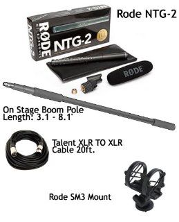 Rode NTG 2 Multi Powered Condenser Shotgun Microphone for Camcorders, DSLR & Boompole / On Stage MBP7000 / Talent XLR to XLR cable 20ft / Rode SM3 Mount : Professional Video Microphones : Camera & Photo