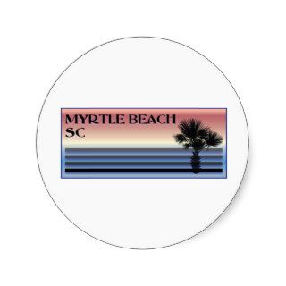 Myrtle Beach SC Palm Tree Round Sticker