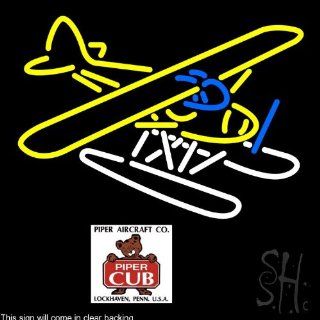 Piper Cub Float Plane Customizable Look Clear Backing Neon Sign 24" Tall x 24" Wide : Business And Store Signs : Office Products