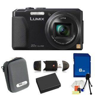 Panasonic Lumix DMC ZS30 Digital Camera (Black). Includes 8GB Memory Card, High Speed Memory Card Reader, Extended Life Replacement Battery, Case & Starter Kit  Point And Shoot Digital Camera Bundles  Camera & Photo