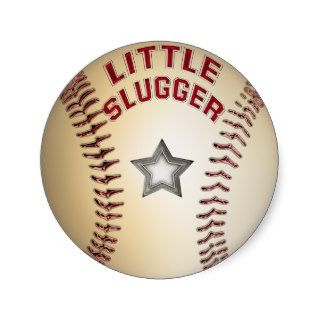 Little Slugger Baseball Round Stickers