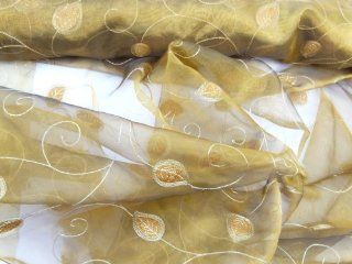 Moroccan Brown theme embroidered PACIFIC leafs LACE organza net Curtains Draping voile Fabric