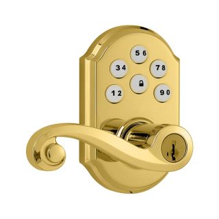 Kwikset Smartcode Polished Brass Universal Handed Commercial/Residential Electronic Door Lever