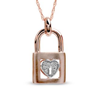 Diamond Accent Lock with Heart Pendant in 10K Rose Gold   Zales