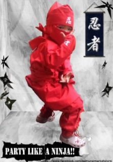 Halloween Children's Ninja Uniform/ Martial Art Costume! Black/Red (Red, Larg: Clothing