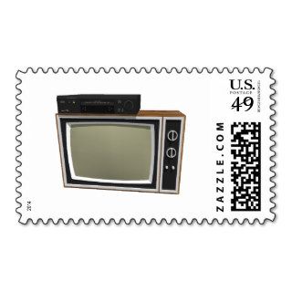80's Style TV and VCR 3D Model Postage Stamp