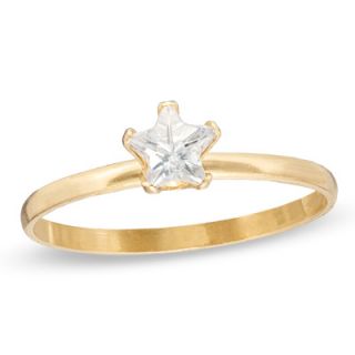 Childs 4.0mm Star Shaped White Cubic Zirconia Ring in 10K Gold   Size
