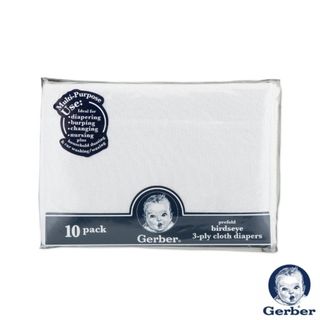 Gerber Prefold 3 Ply Birdseye White Cloth Diapers (Pack of 10) Gerber Diapers