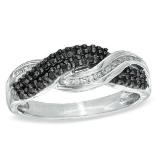 CT. T.W. Enhanced Black and White Diamond Crossover Band in