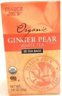 Trader Joe's Organic Ginger Pear White Tea 20 Tea Bags Delicious : Organic Pear And Ginger Tea : Grocery & Gourmet Food