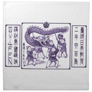 1940 Manchukuo Dragon Puppet Dance Postage Stamp Napkins
