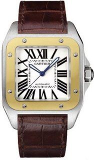 Cartier Men's W20072X7 Santos 100 XL Automatic Yellow Gold Stainless Steel and Leather Watch: Cartier: Watches