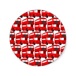 Red London Double Decker Bus Wallpaper Round Sticker