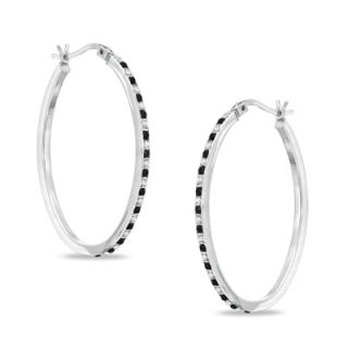 Enhanced Black and White Diamond Fascination™ Hoop Earrings in